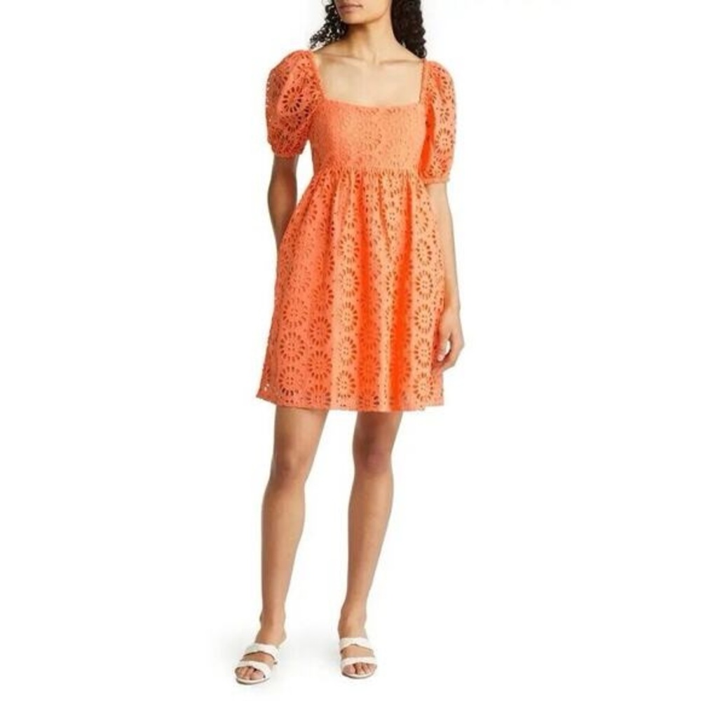 Lilly Pulitzer NWT Cantaloupe Kay Dress in Oversized Pinwheel Eyelet